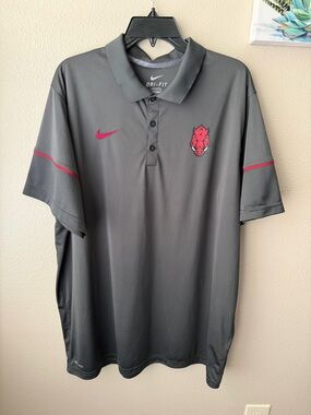 Nike Polo Shirt Mens XXL Charcoal Gray Arkansas Razorbacks Dri-FIT Hogs